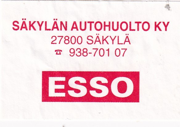 Säkylä. Säkylän Autohuolto Ky  . ESSO   s7/1