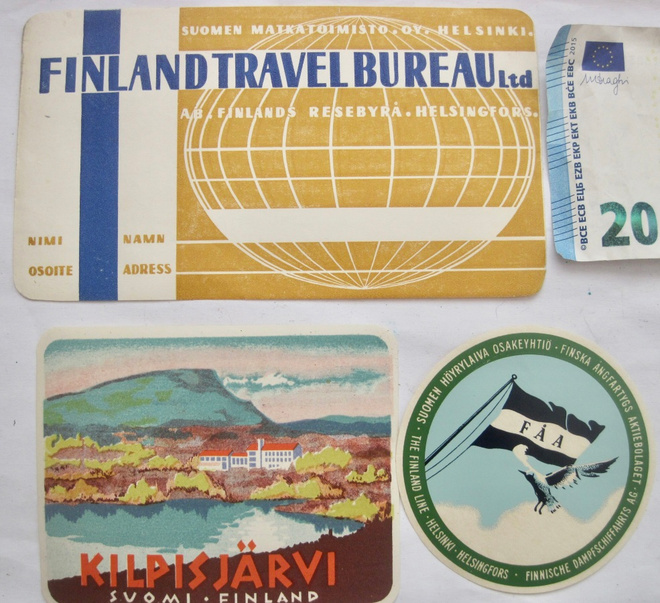 3 MatkalaukkuMerkkiä Tarraa Lappi Kilpisjärvi FÅA ym 1950-l