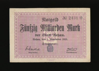 Saksa 50 Milliarden Mark, Rehau 1.11.1923 F+