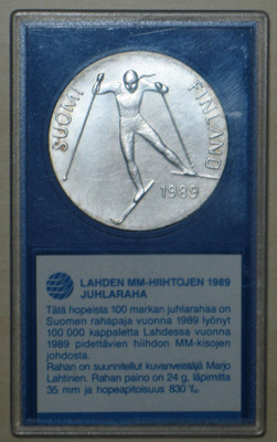 100 markkaa 1989 Hiihdon MM-kilpailut Lahdessa