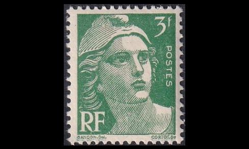 Ranska 791 ** Marianne 3 Fr vihreä (1947)