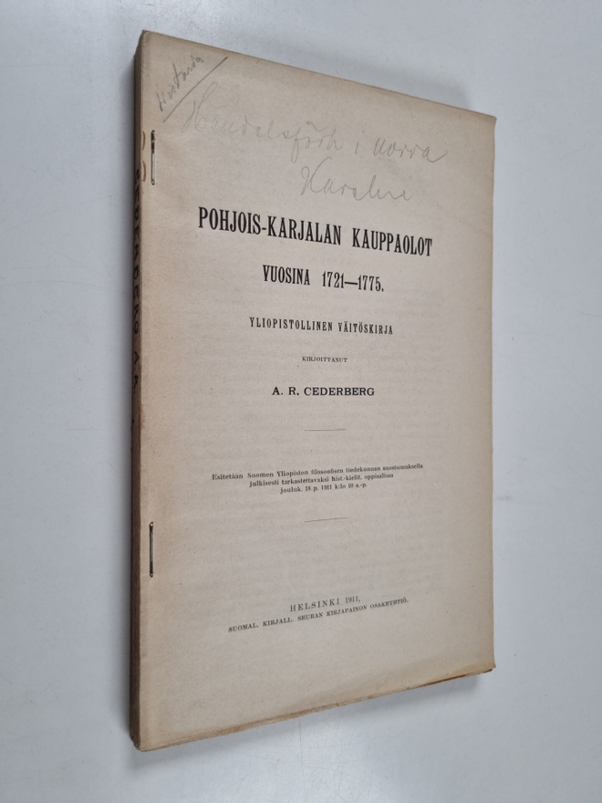 A. R. Cederberg : Pohjois-Karjalan kauppaolot vuosina 172...