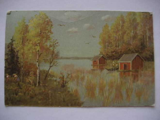 1942 KANSALLISROMANTTINEN SYYSMAISEMA, VENE, JÄRVI YM.