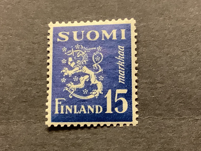 352 /1948 M30 Leijona sininen 15 mk ** postituore