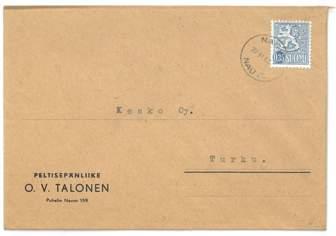Firmakuori Nauvo Peltisepänliike O. V. Talonen