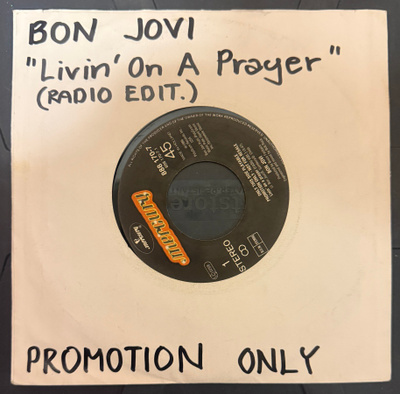 BON JOVI: Livin' On A Prayer (7") RARE RADIO PROMO