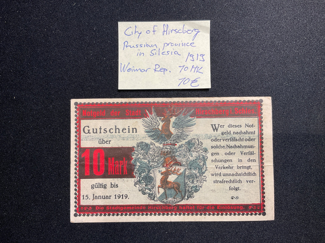 Magistrat der Stadt-Hirschberg in Schlesien 15.Januar 1919.
