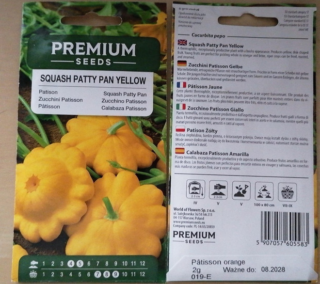 Kesäkurpitsa Patisson "Squash - Patty Pan Yellow" siemenet #