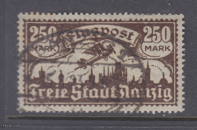 Saksa Reich Danzig 1923 Mi 136 postileimalla?