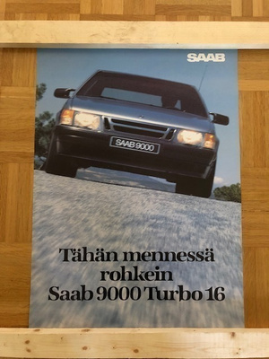 Juliste Saab 9000 Turbo 16, vuodelta 1985