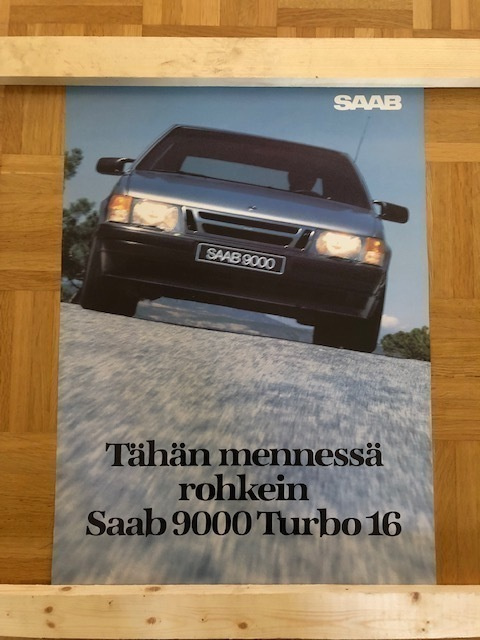 Juliste Saab 9000 Turbo 16, vuodelta 1985