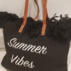Musta "Summer Vibes" Rantalaukku / Kangaslaukku / Laukku - pikkukuva 1