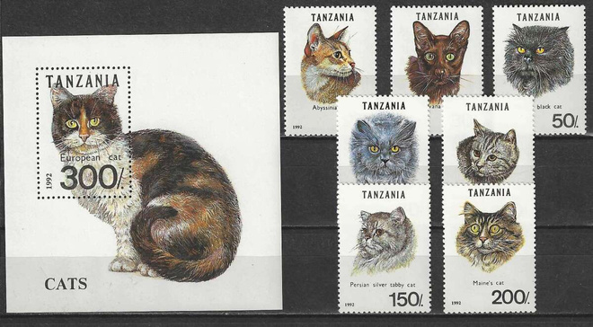 (S0357) TANZANIA, 1992 (Cats). MNH**
