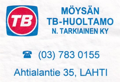 Lahti. Möysän TB- huoltamo .  s96