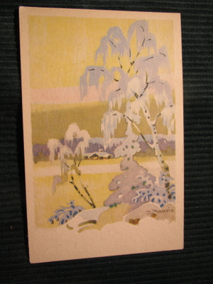 Postikortti Talvimaisema 1940-luvulta. Maasio.