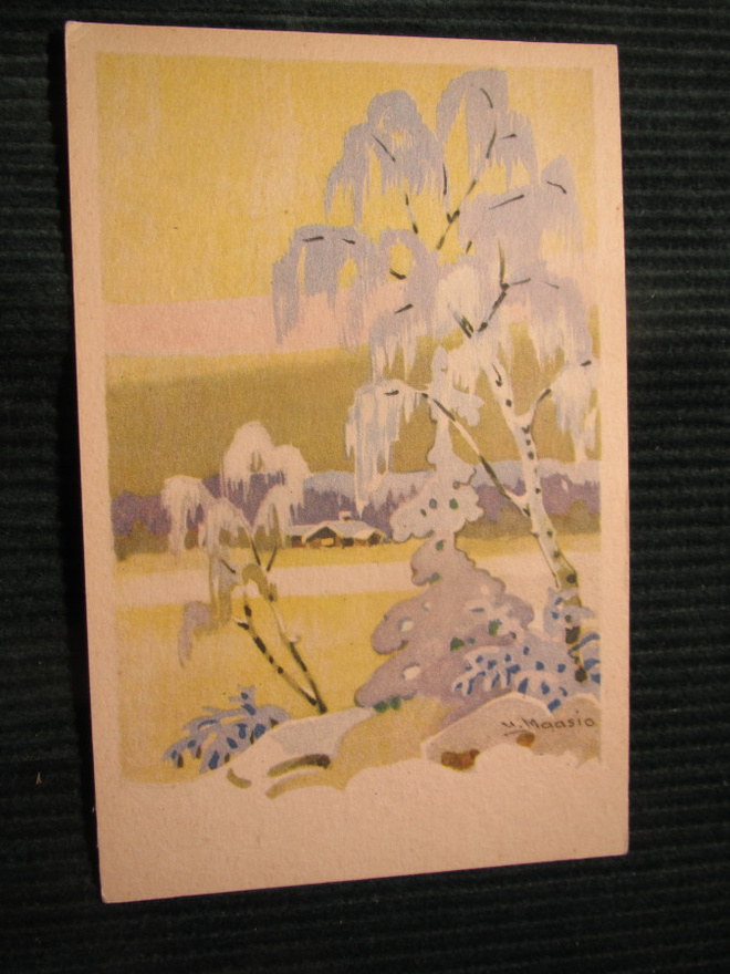 Postikortti Talvimaisema 1940-luvulta. Maasio.