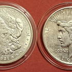 2 x USA Silver Dollar: Morgan 1921 + Peace 1922. (KD31) - pikkukuva 1