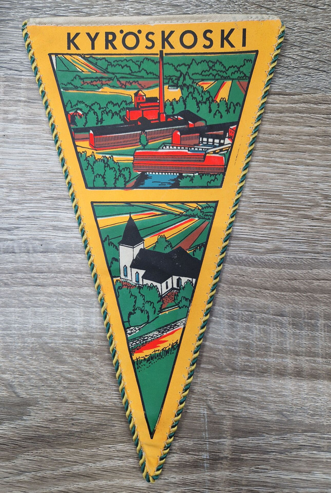 Kyröskoski vintage iso matkailuviiri 1960-luvulta
