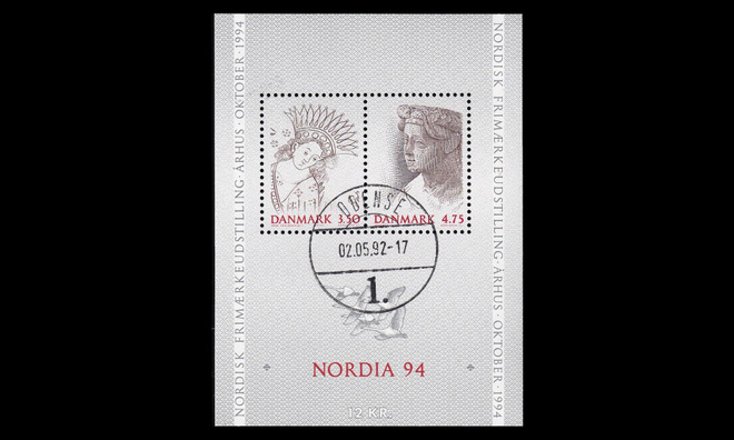 Tanska 1023-4BL08 o Nordia postimerkkinäyttely (1992)