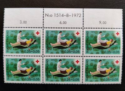1972 Punainen Risti 0,25+0,05 mk numerokuusilo **