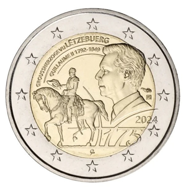 ** LUXEMBURG 2€ 2024 Guillaume II 175 vuotta pillerissä **