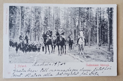 Uudenmaan tarkkampujapataljoona, esikunta metsätiellä, 1904