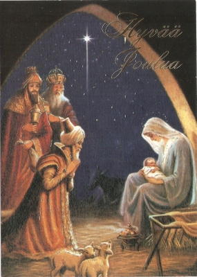 Tietäjät kumartavat Jeesus-lasta. Kulk.