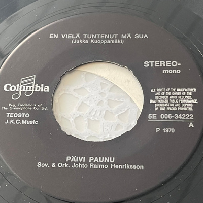PÄIVI PAUNU: En vielä tuntenut mä sua * Miksi…  * FIN 1970