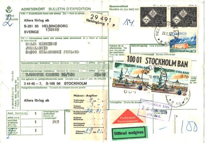 OSOITEKORTTI RUOTSI -KELLOKOSKI (TULLI-POSTIENNAKKO