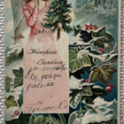 Joulukortti; enkeli kuusi kädessään sormi huulillaan - pikkukuva 1