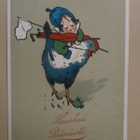 Lapsi ratsastaa kanalla, vanha Pääsiäispk, p. 1924 - pikkukuva 1