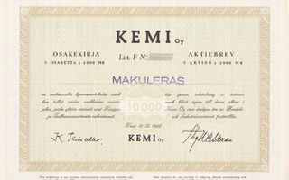 OKK 1953 Kemi Oy bla, pörssi osakekirja