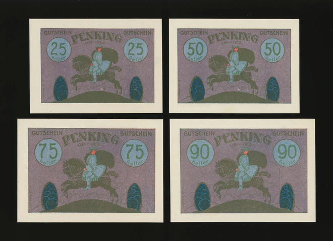 Itävalta 25, 50, 75, 90 Heller, Penking 1. erikoispainos