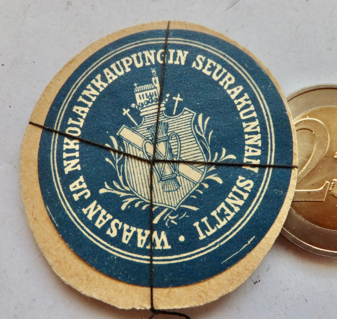 n. 2 Paperisinettiä Vaasan Seurakunta Suuriruhtinaskunta