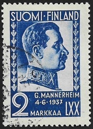 1937 Sotamarsalkka Mannerheim 70 vuotta leimattu LaPe 203