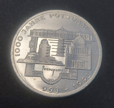 Hopea Saksa 10 D-markkaa 1993 – Potsdam 1000 vuotta PROOF