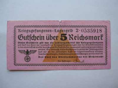Natsi-Saksa keskitysleiriseteli 5 Reichsmark 1939 - 1944