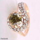 50 .. 14k Kulta Duble Peridot & Swarovski Crystal .. Sormus - pikkukuva 5