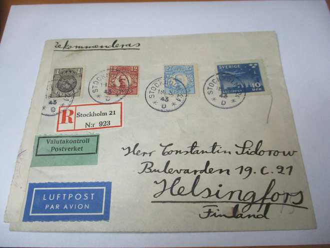 1943 Ruotsi valutakontroll kuori Suomeen