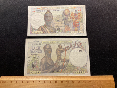 French West Africa - AOF 5 &10 Francs 21.11.1953