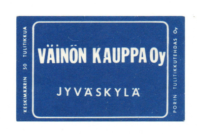 Porin Tulitikkutehdas VÄINÖN KAUPPA JYVÄSKYLÄ