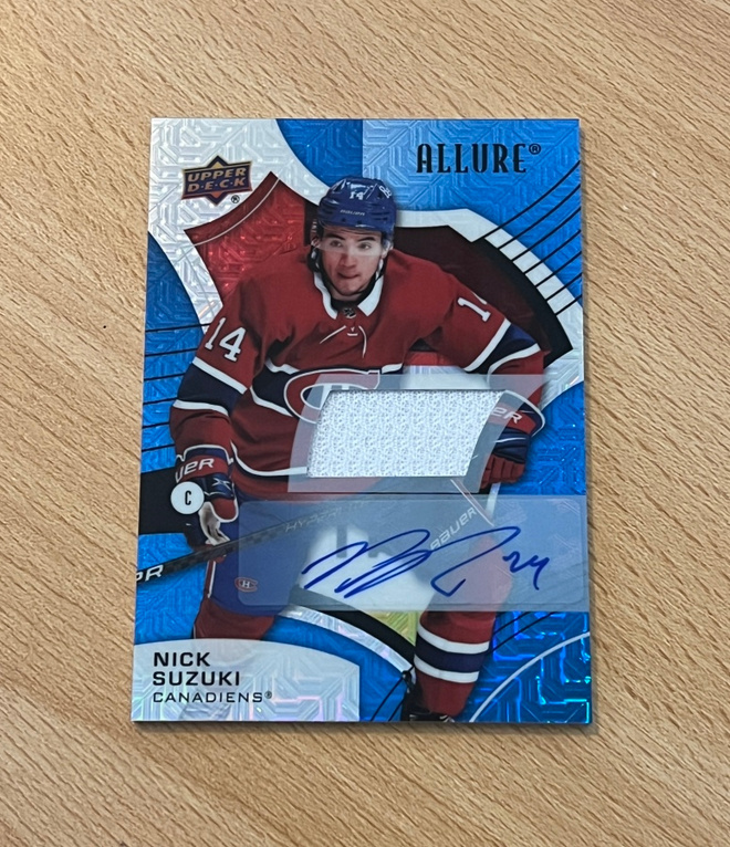 2021-22 Allure Nick Suzuki Blue Line Auto Jersey /25
