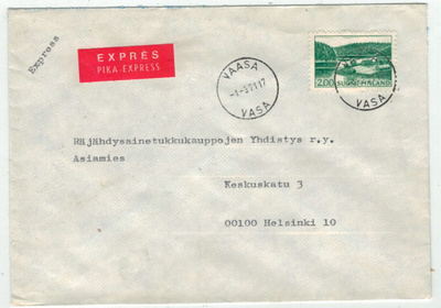 M63 1964 2 mk rantamaisema yksin pikakirjeellä
