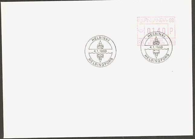 Helsinki 4.1.1988 F88-frama-merkki blankkokuorella
