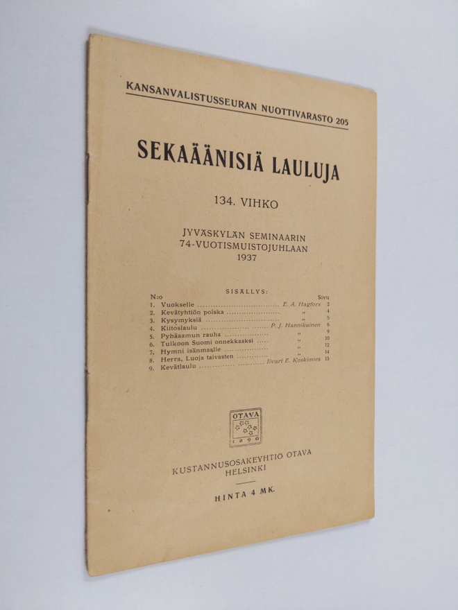 Sekaäänisiä lauluja : 134. vihko