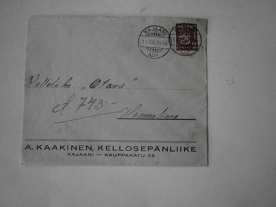 Kajaani, A. Kaakinen Kellosepänliike, 14.7.1934