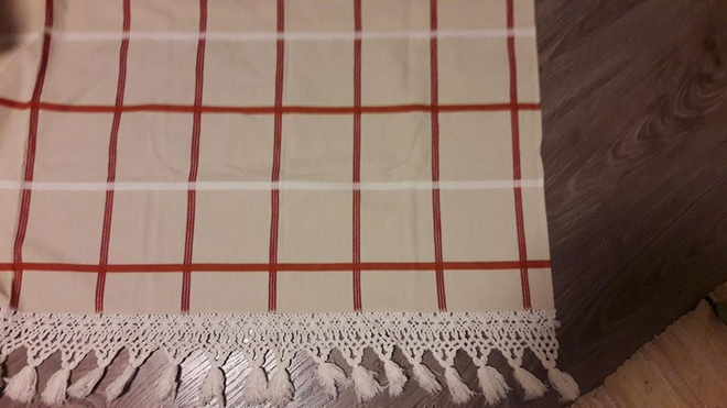 puuvilla verhokappa makramee reunus 65x156cm