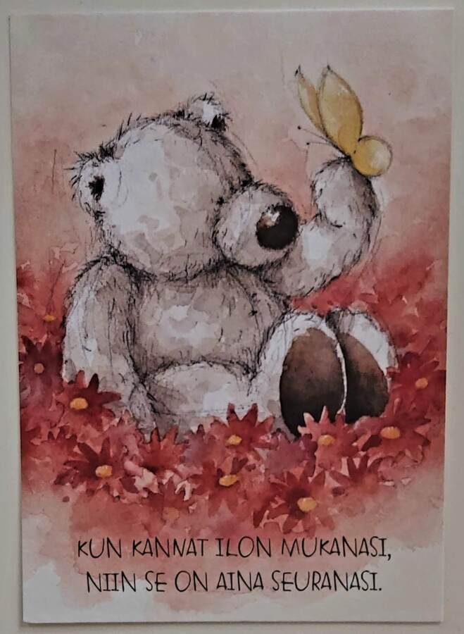 "Nalle ja perhonen"-KULKEMATON POSTIKORTTI