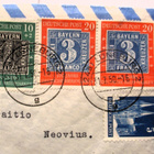1950 Saksa Mi 113, 2x114 näyttely lentopostikuori Vaasaan - pikkukuva 1