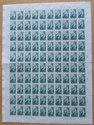 2.5.1945 Punainen Risti, 1mk+25p vihreä arkki. LAPE 291**